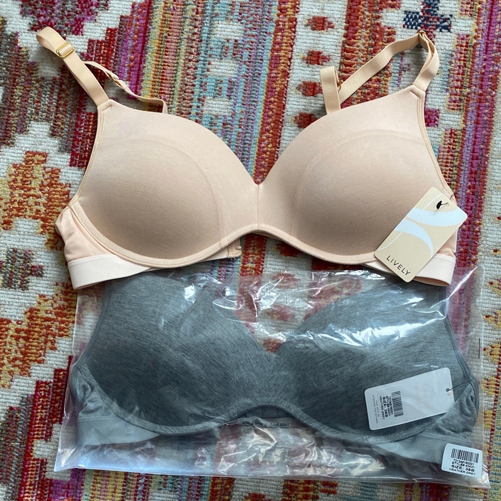 Lively 38B All-Day No-Wire Push-Up Bundle Heather Gray & Toasted Almond/Nude